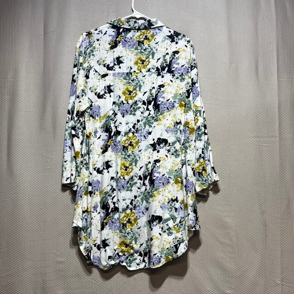 Zoye Chen White Shirt Dress Abstract Button Floral Feminine Romantic Chic Size L - Picture 9 of 9